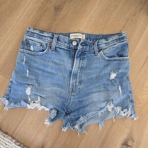 Abercrombie & Fitch Light Blue Distressed Jean Shorts